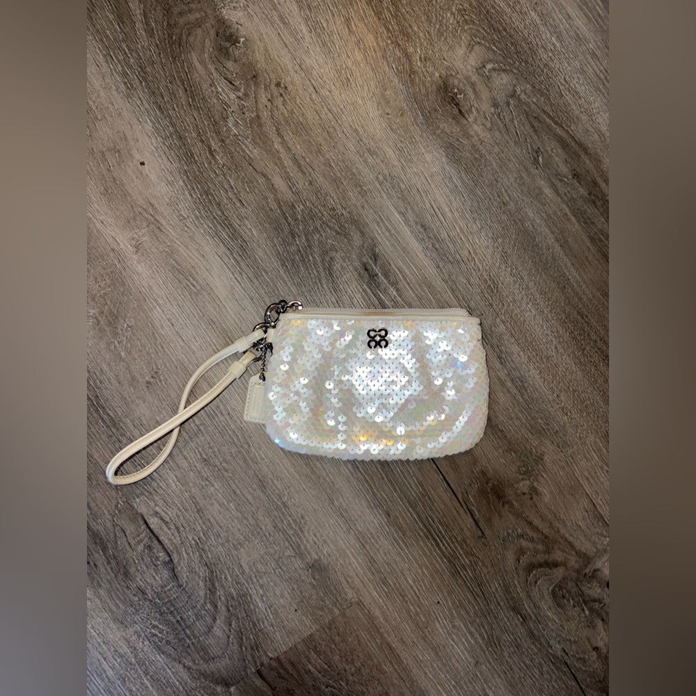 Coach - White Sequin Wristlet